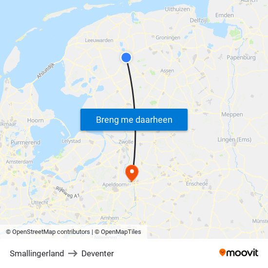 Smallingerland to Deventer map