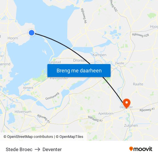 Stede Broec to Deventer map