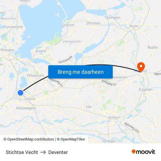 Stichtse Vecht to Deventer map