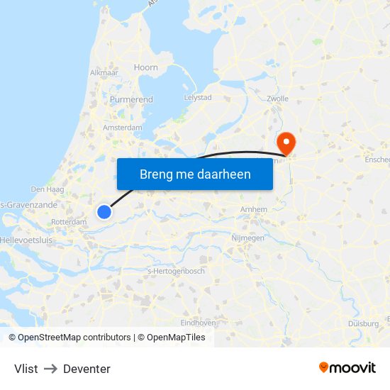 Vlist to Deventer map