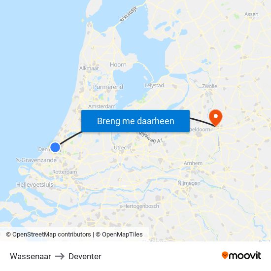 Wassenaar to Deventer map