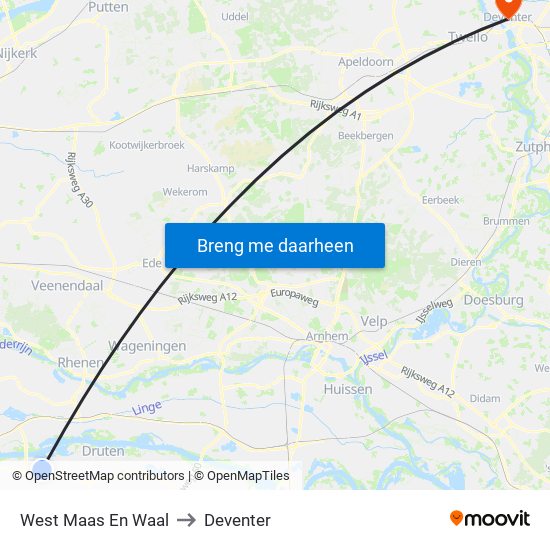 West Maas En Waal to Deventer map
