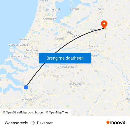Woensdrecht to Deventer map