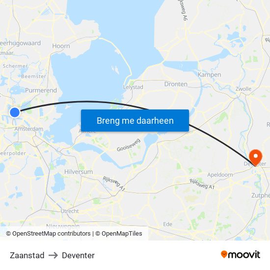 Zaanstad to Deventer map