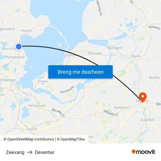 Zeevang to Deventer map