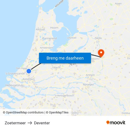 Zoetermeer to Deventer map