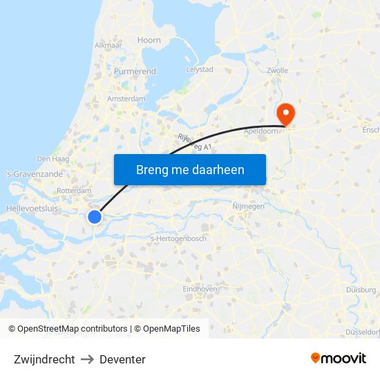 Zwijndrecht to Deventer map