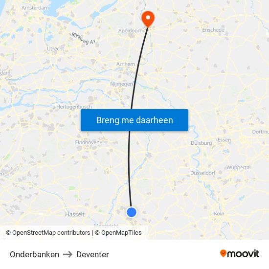 Onderbanken to Deventer map