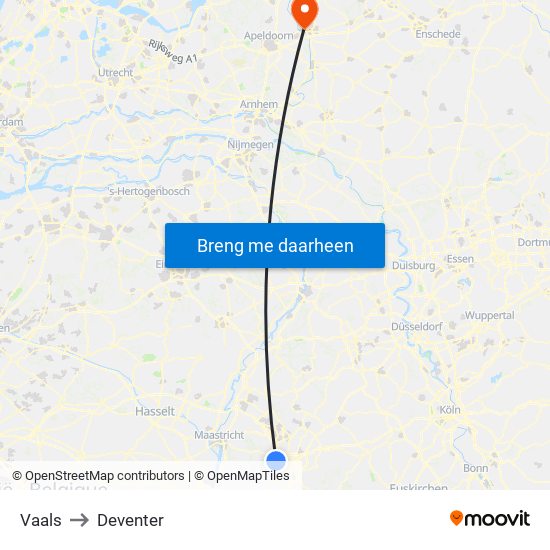 Vaals to Deventer map