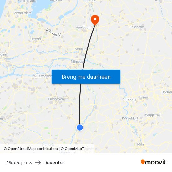 Maasgouw to Deventer map