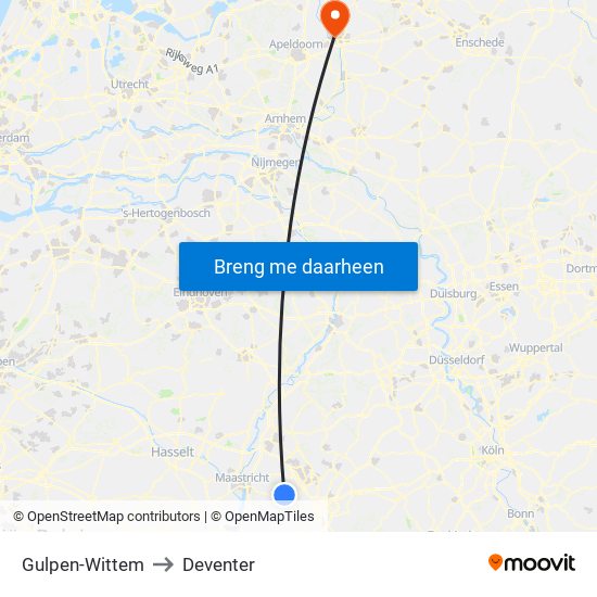 Gulpen-Wittem to Deventer map