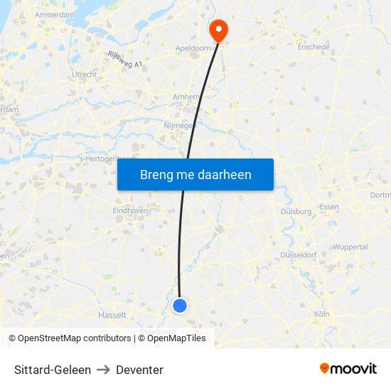 Sittard-Geleen to Deventer map