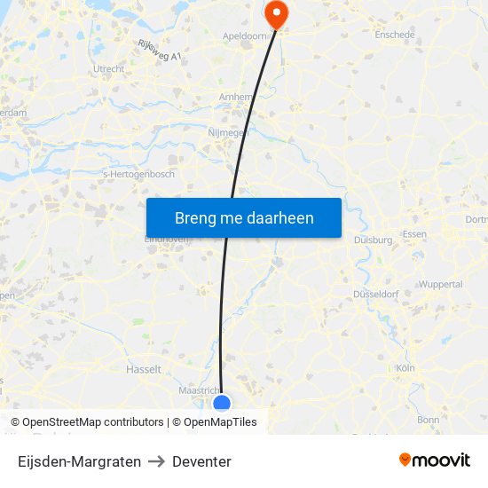 Eijsden-Margraten to Deventer map