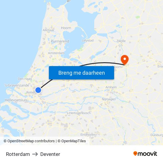 Rotterdam to Deventer map