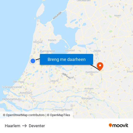 Haarlem to Deventer map