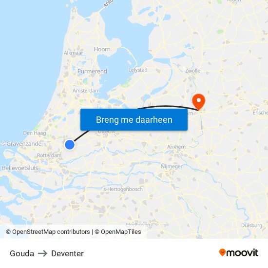 Gouda to Deventer map