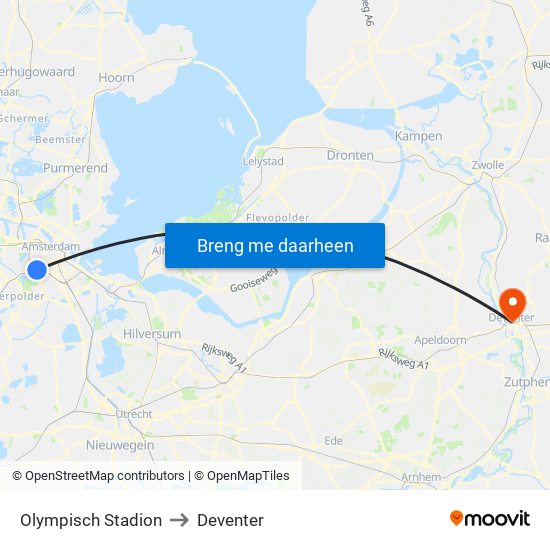 Olympisch Stadion to Deventer map