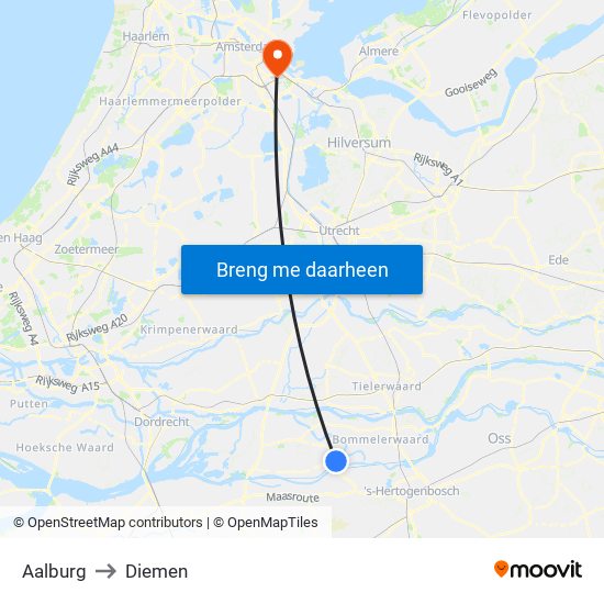 Aalburg to Diemen map