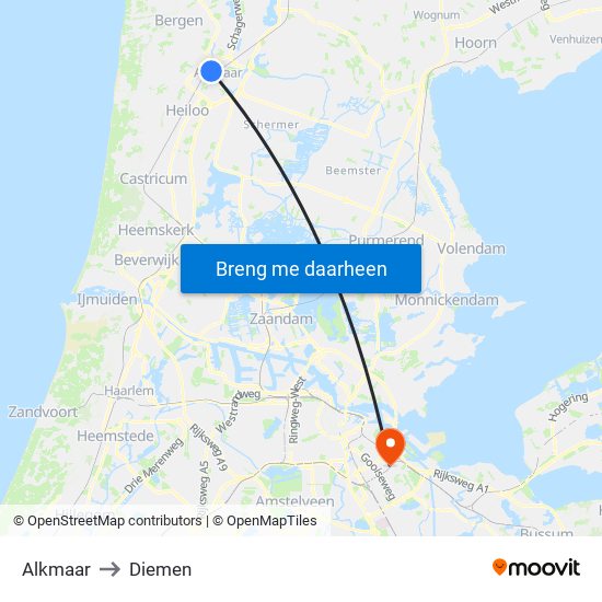 Alkmaar to Diemen map