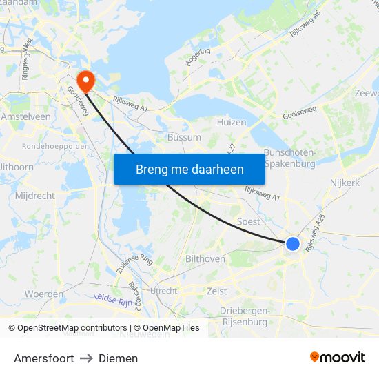 Amersfoort to Diemen map