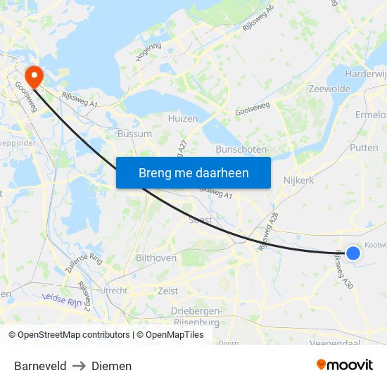 Barneveld to Diemen map