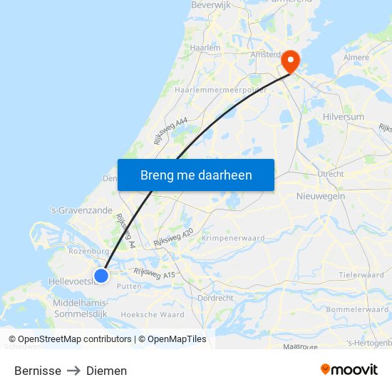 Bernisse to Diemen map