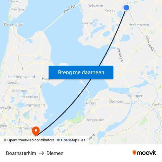 Boarnsterhim to Diemen map