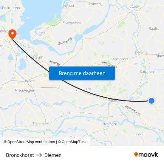 Bronckhorst to Diemen map