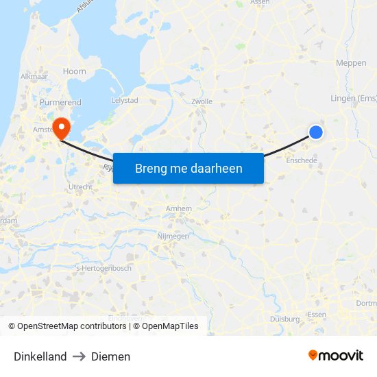 Dinkelland to Diemen map