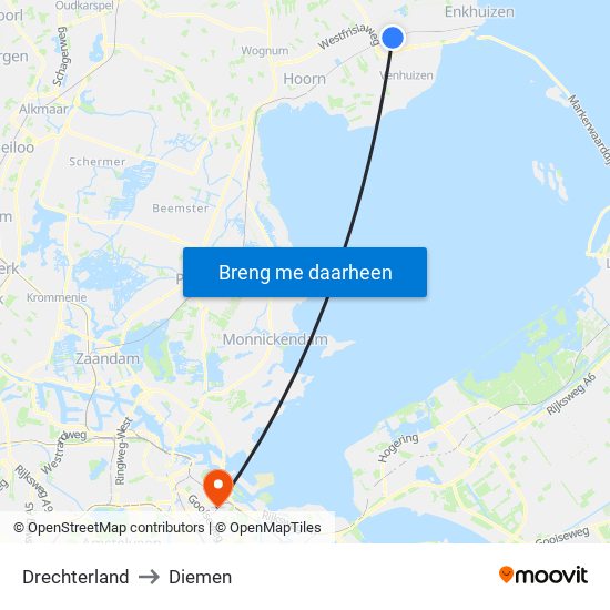 Drechterland to Diemen map