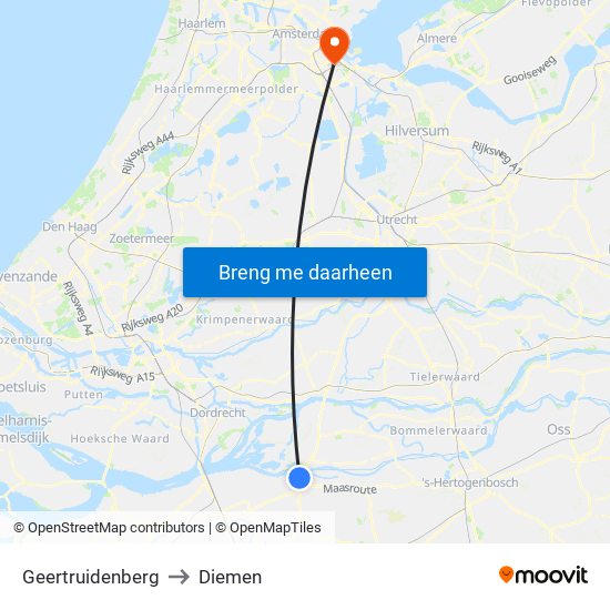 Geertruidenberg to Diemen map