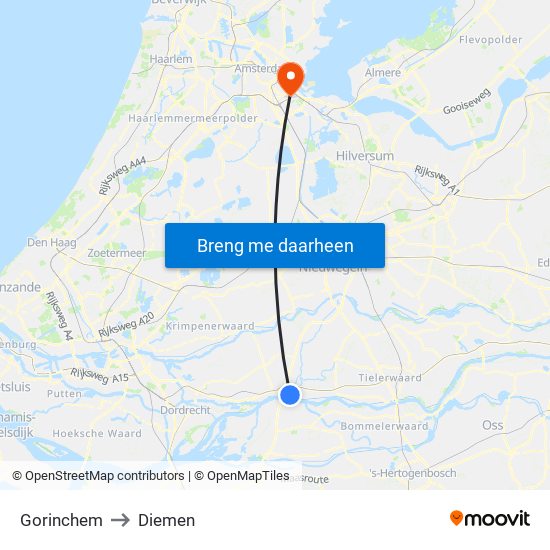 Gorinchem to Diemen map