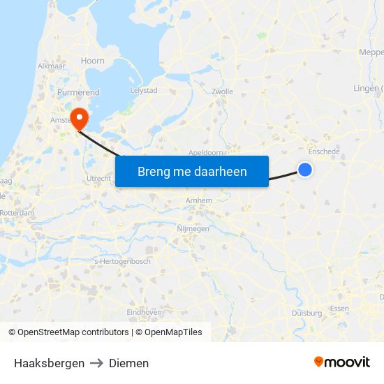 Haaksbergen to Diemen map