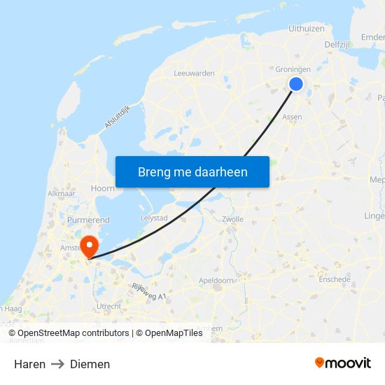 Haren to Diemen map
