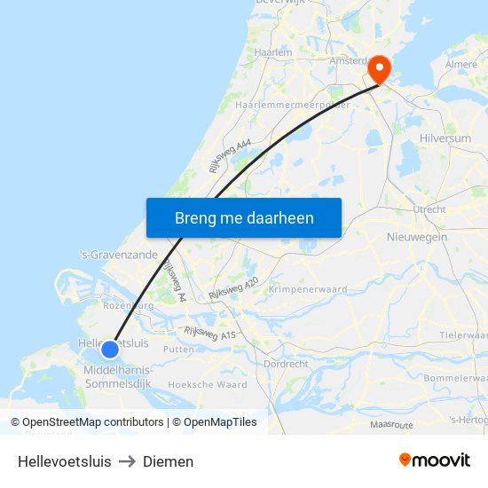 Hellevoetsluis to Diemen map