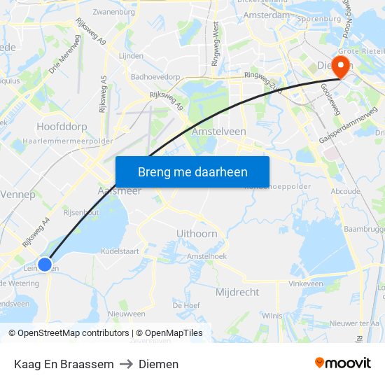 Kaag En Braassem to Diemen map