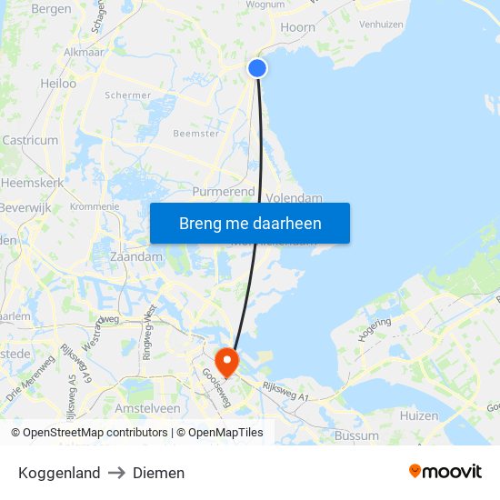 Koggenland to Diemen map