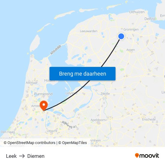 Leek to Diemen map