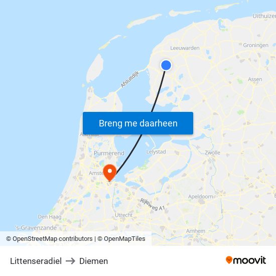 Littenseradiel to Diemen map