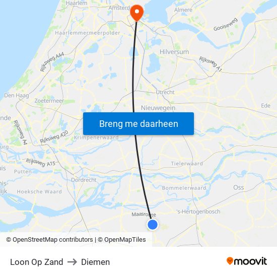 Loon Op Zand to Diemen map