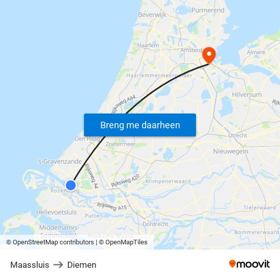 Maassluis to Diemen map