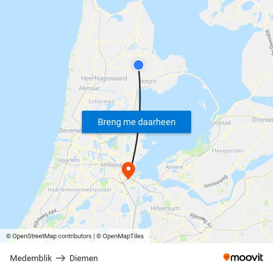 Medemblik to Diemen map