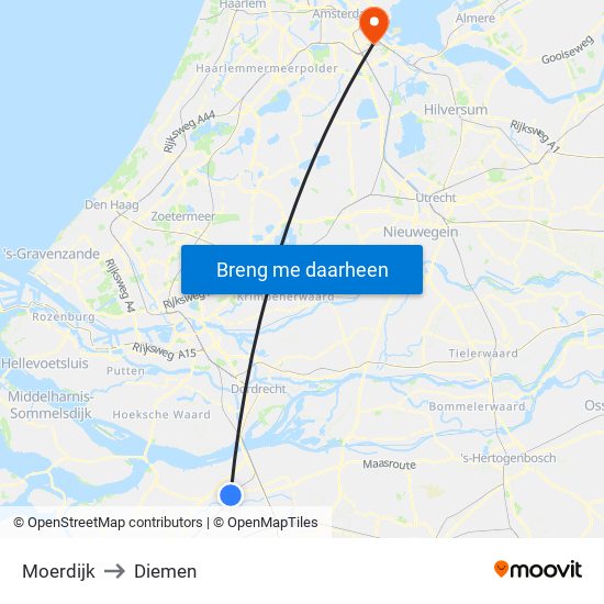 Moerdijk to Diemen map