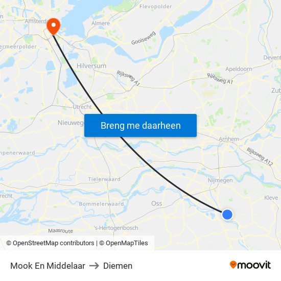 Mook En Middelaar to Diemen map