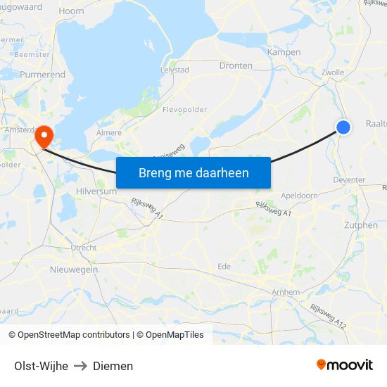 Olst-Wijhe to Diemen map