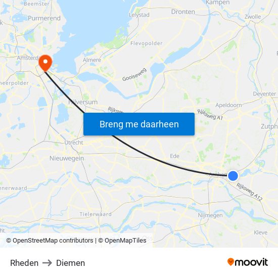 Rheden to Diemen map