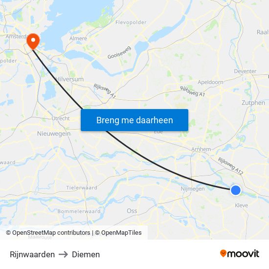 Rijnwaarden to Diemen map