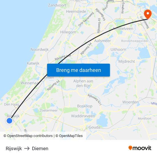 Rijswijk to Diemen map