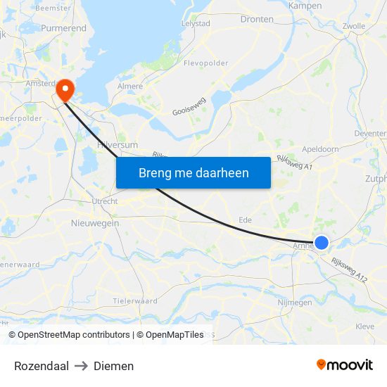Rozendaal to Diemen map