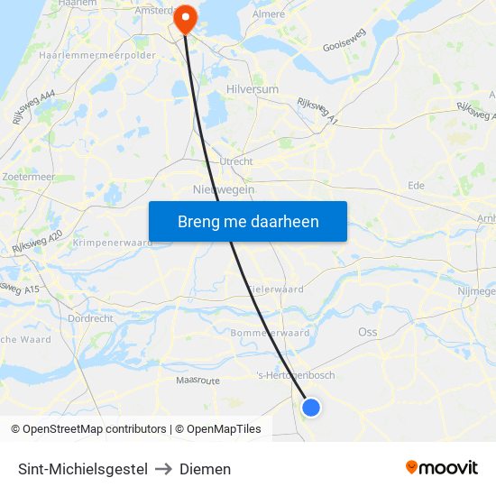 Sint-Michielsgestel to Diemen map